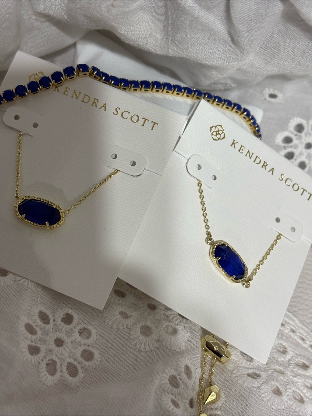 Kendra Scott Elisa Pendant Necklace and Bracelet  Blue & Gold NWT